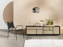 Design House Stockholm Air Sideboard Low, black/cane fra Discount