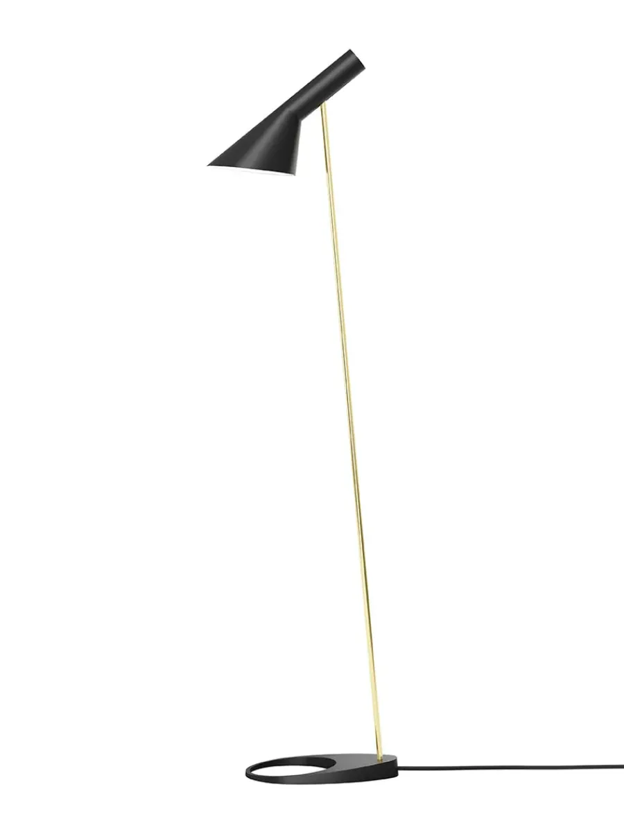 Louis Poulsen AJ Floor Lamp, black/brass af Arne Jacobsen Clearance