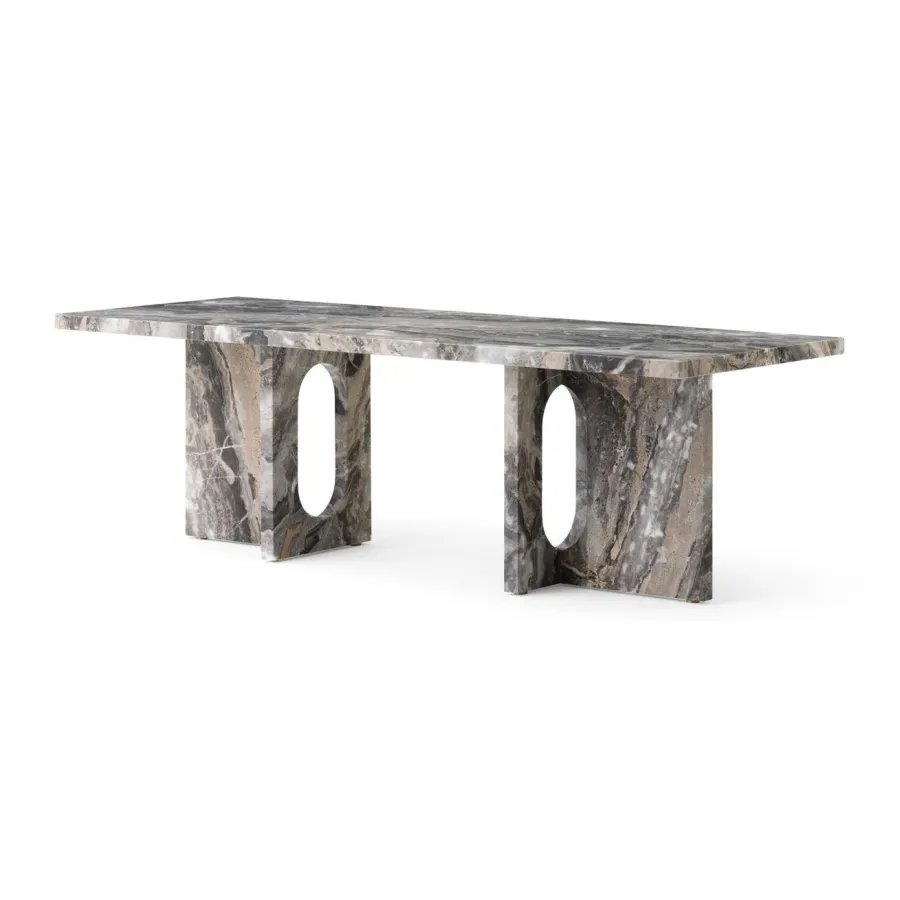 Audo Copenhagen Androgyne Lounge Table, grey galaxy marble/wood fra Clearance