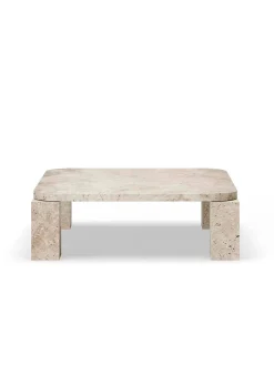 New Works Atlas Sofabord 820x820, Unfilled Travertine fra New