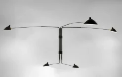 Editions Serge Mouille Big Wall Lamp w/5 Rotating Straight Arms af Serge Mouille Online