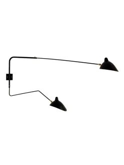 Editions Serge Mouille Big Wall Lamp w/2 Rotating Arms, 1 Straight, 1 Curved af Serge Mouille Outlet