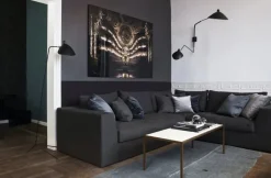 Editions Serge Mouille Big Wall Lamp w/2 Rotating Arms, 1 Straight, 1 Curved af Serge Mouille Outlet