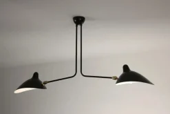 Editions Serge Mouille Ceiling Lamp w/2 Fixed Arms af Serge Mouille