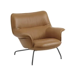 Muuto Doze Lounge Chair, Low Back, Refine Leather Cognac, Tube base fra