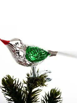 Brink Nordic Fugl m. Klemme 10 cm, sølvfarvet/rød fra Sale