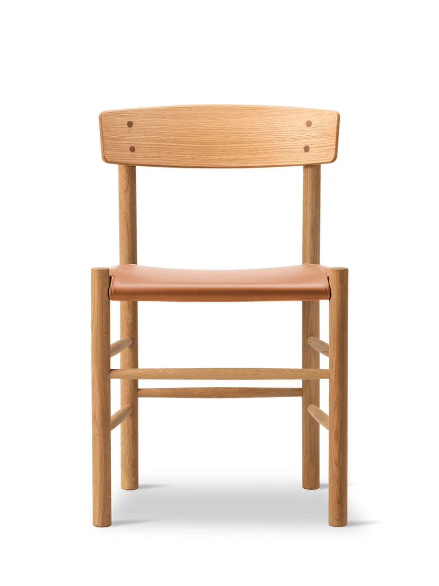 Fredericia Furniture J39 Folkestolen Sædepolstret, Cognac Læder af Børge Mogensen Discount