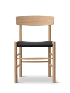 Fredericia Furniture J39 Folkestolen Sædepolstret, Cognac Læder af Børge Mogensen Discount