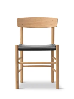 Fredericia Furniture J39 Folkestolen Sædepolstret, Cognac Læder af Børge Mogensen Discount