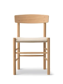 Fredericia Furniture J39 Folkestolen Sædepolstret, Cognac Læder af Børge Mogensen Discount