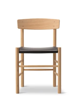 Fredericia Furniture J39 Folkestolen Sædepolstret, Cognac Læder af Børge Mogensen Discount