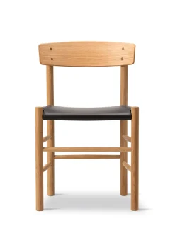 Fredericia Furniture J39 Folkestolen Sædepolstret, Cognac Læder af Børge Mogensen Discount