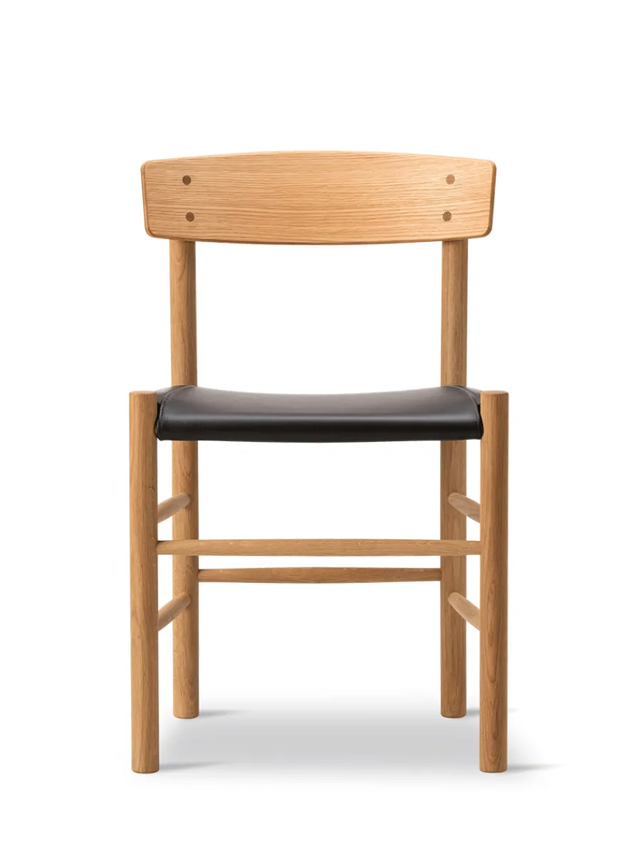 Fredericia Furniture J39 Folkestolen Sædepolstret, Cognac Læder af Børge Mogensen Discount