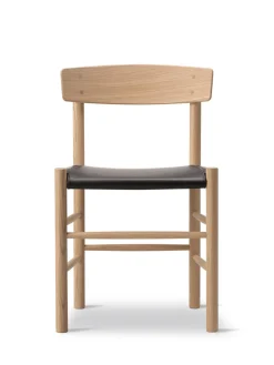 Fredericia Furniture J39 Folkestolen Sædepolstret, Cognac Læder af Børge Mogensen Discount