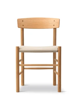 Fredericia Furniture J39 Folkestolen Sædepolstret, Cognac Læder af Børge Mogensen Discount