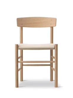 Fredericia Furniture J39 Folkestolen Sædepolstret, Cognac Læder af Børge Mogensen Discount
