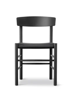 Fredericia Furniture J39 Folkestolen Sædepolstret, Sort Canvas af Børge Mogensen Sale