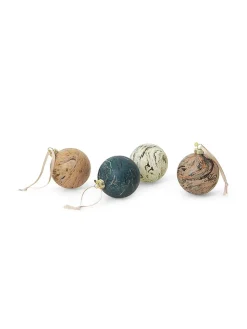 Ferm Living Marble Baubles, M, sæt á 4 stk. fra Online