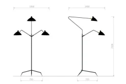 Editions Serge Mouille Standing Lamp w/3 Heads/Arms af Serge Mouille Online