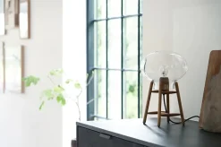 FDB Møbler U4 Hiti Bordlampe, klart glas/eg fra Sale