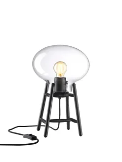 FDB Møbler U4 Hiti Bordlampe, klart glas/sort eg fra Hot