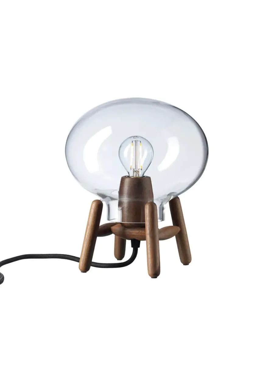 FDB Møbler U6 Mini Hiti Bordlampe, klart glas/valnød fra Discount