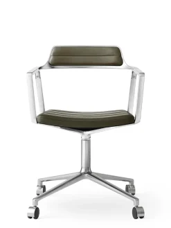 Vipp 452 Swivel Chair m/hjul, bosco grøn læder fra Sale