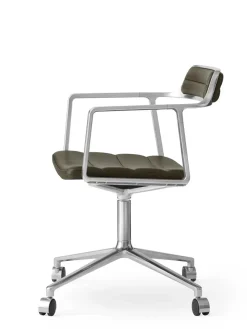 Vipp 452 Swivel Chair m/hjul, sort læder fra Best