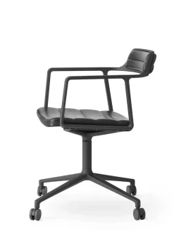 Vipp 452 Swivel Chair m/hjul, sort læder fra Best