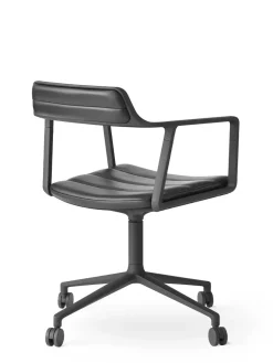 Vipp 452 Swivel Chair m/hjul, sort læder fra Best