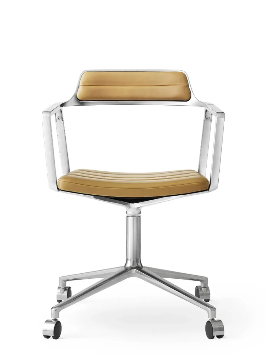 Vipp 452 Swivel Chair m/sort stel & hjul, sort læder fra Clearance