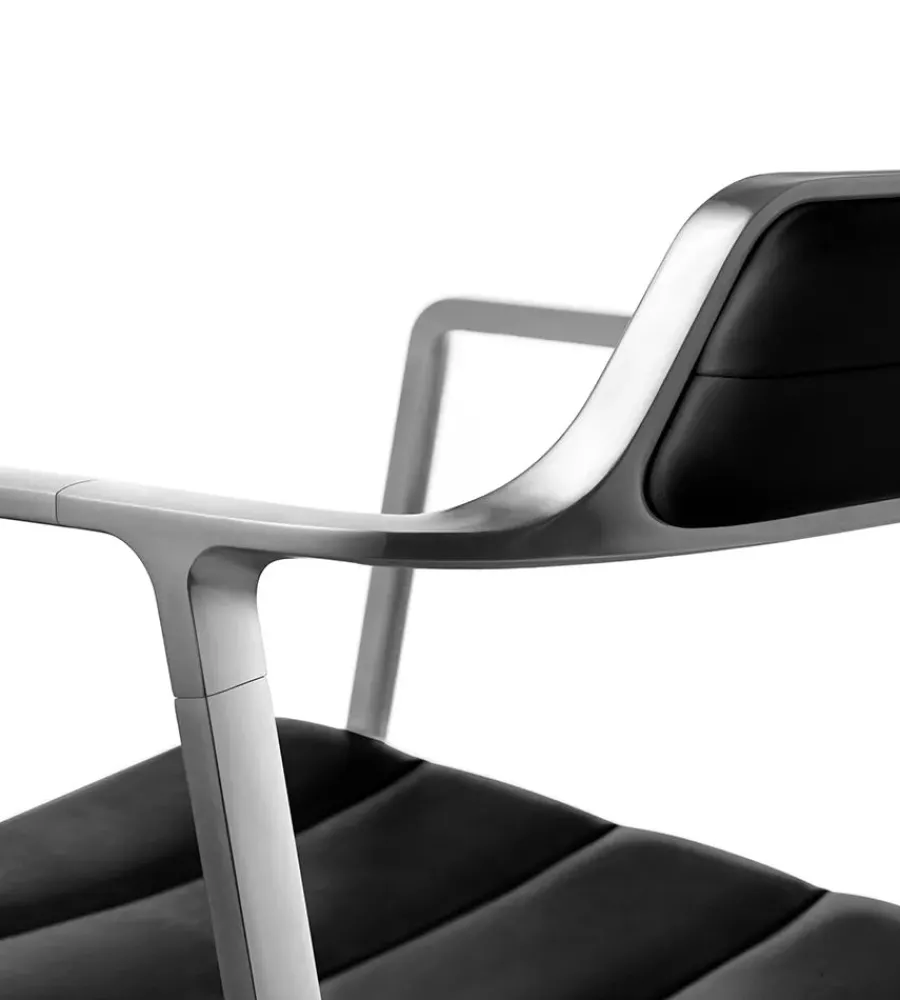 Vipp 452 Swivel Chair m/sort stel & hjul, sort læder fra Clearance