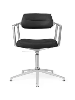 Vipp 453 Swivel+ Chair m/sort stel, sort læder fra