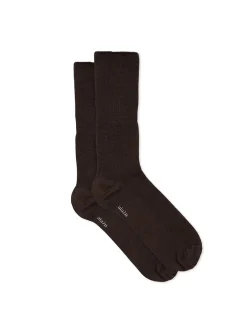 Aiayu Wool Rib Socks, brown fra Online